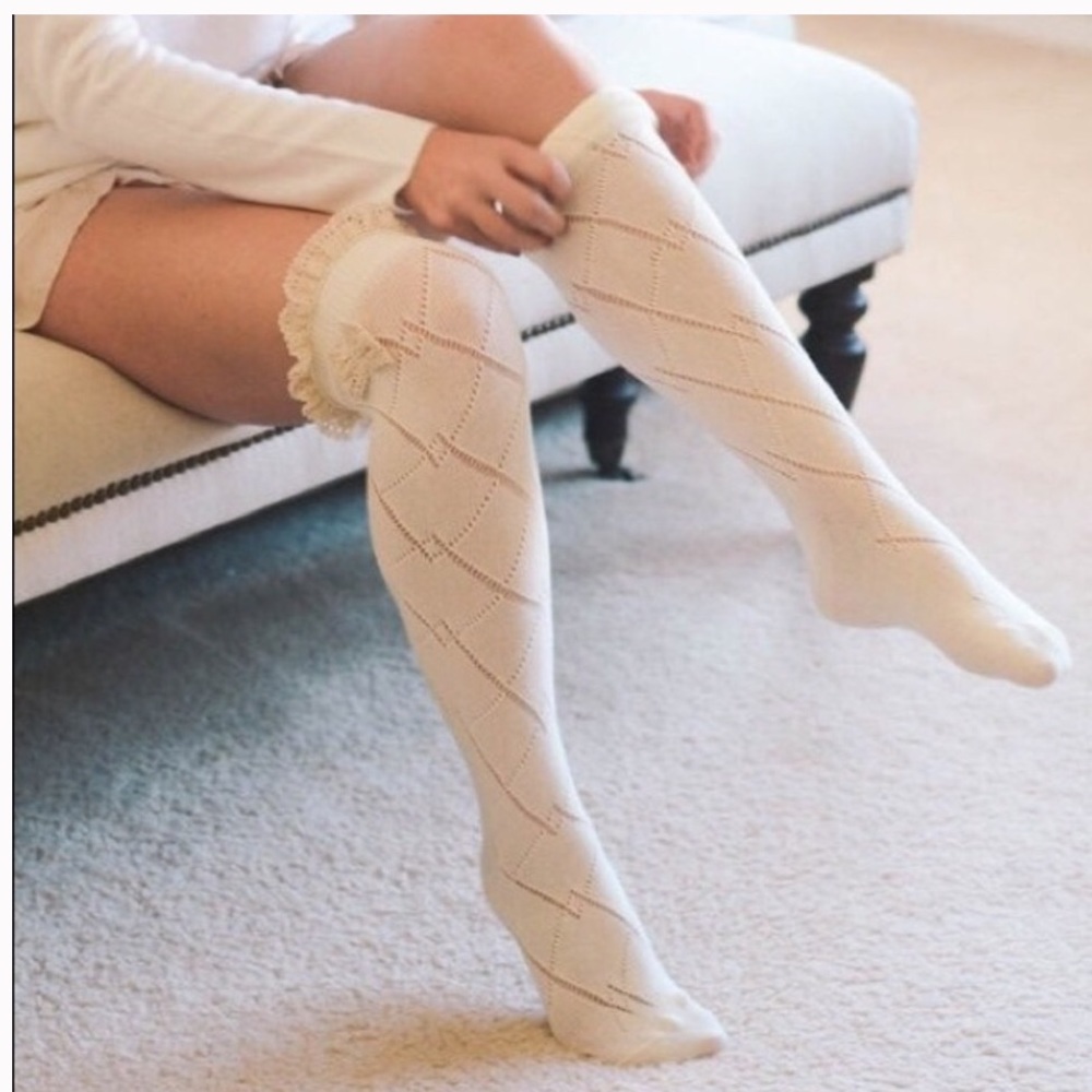 Thigh High Crochet Bow Sock - Picture 2 of 4